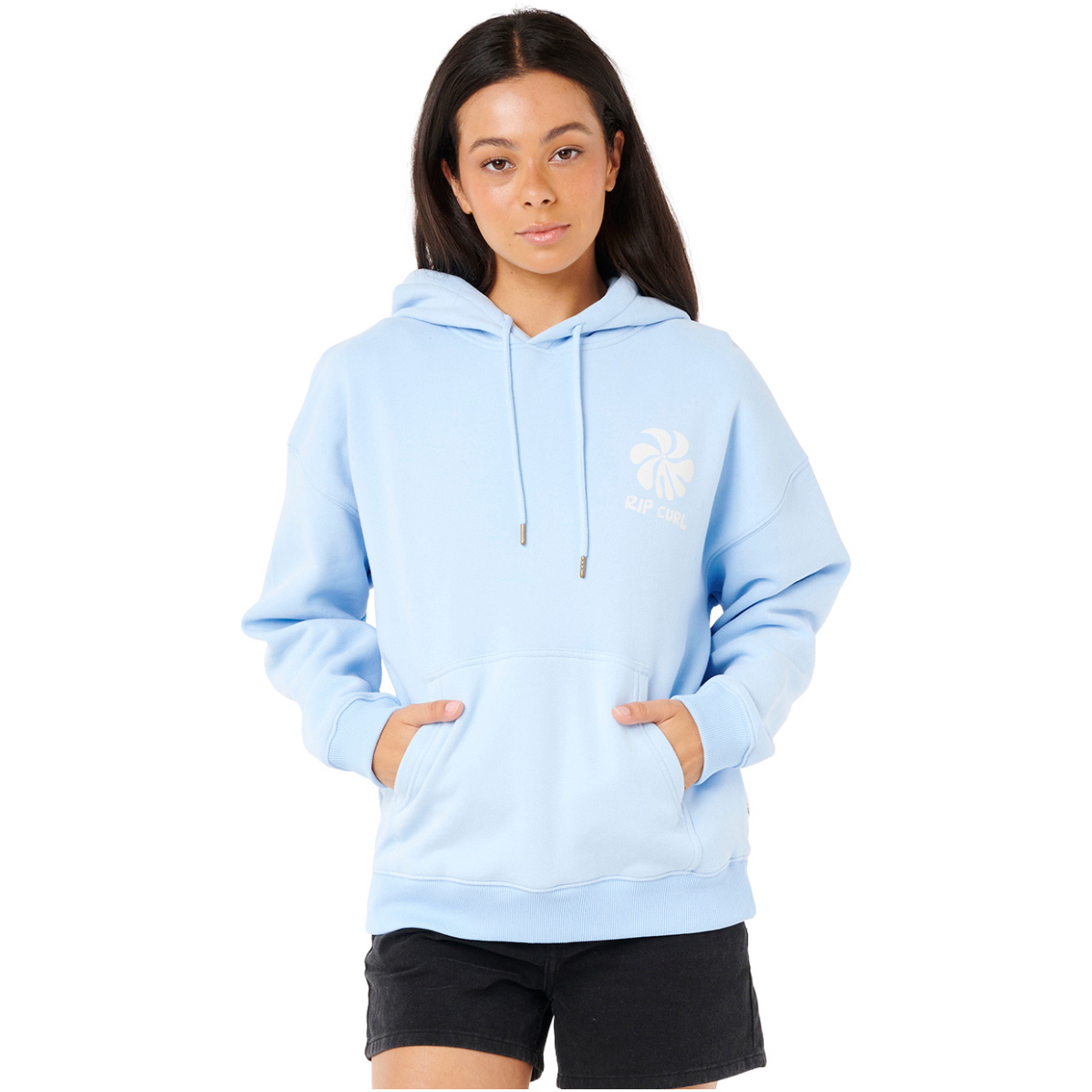 2025 Rip Curl Dames Shore Break Heritage Hoodie 0AKWFL - Light Blue